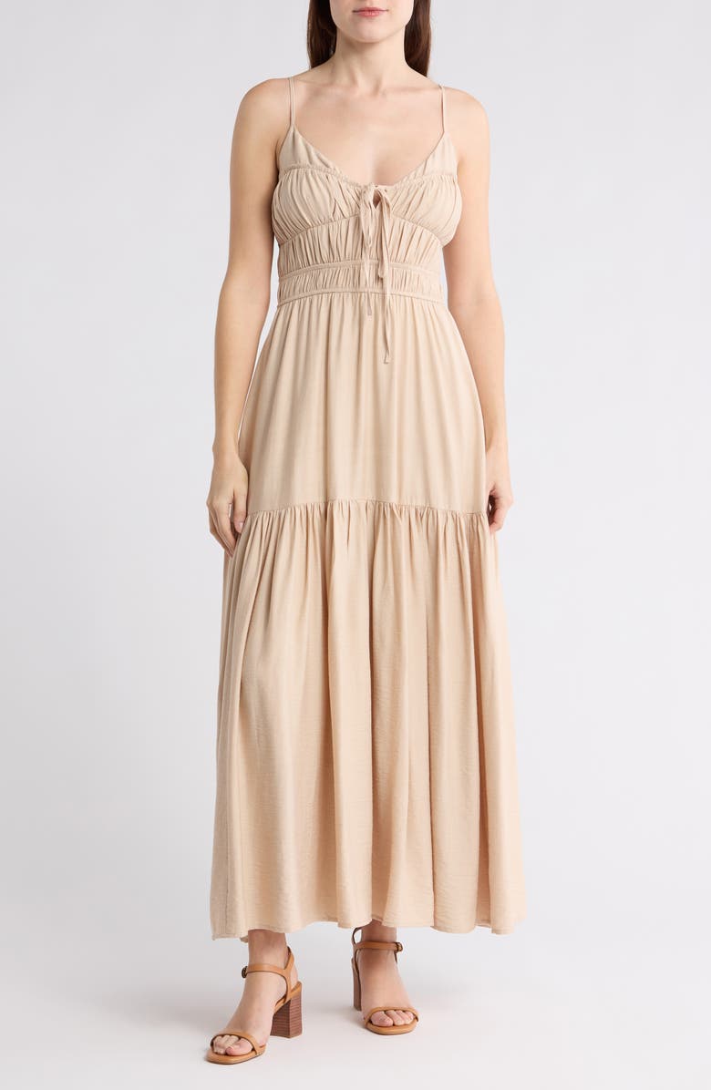 Blu Pepper - Sweetheart Neck Shirred Maxi Dress