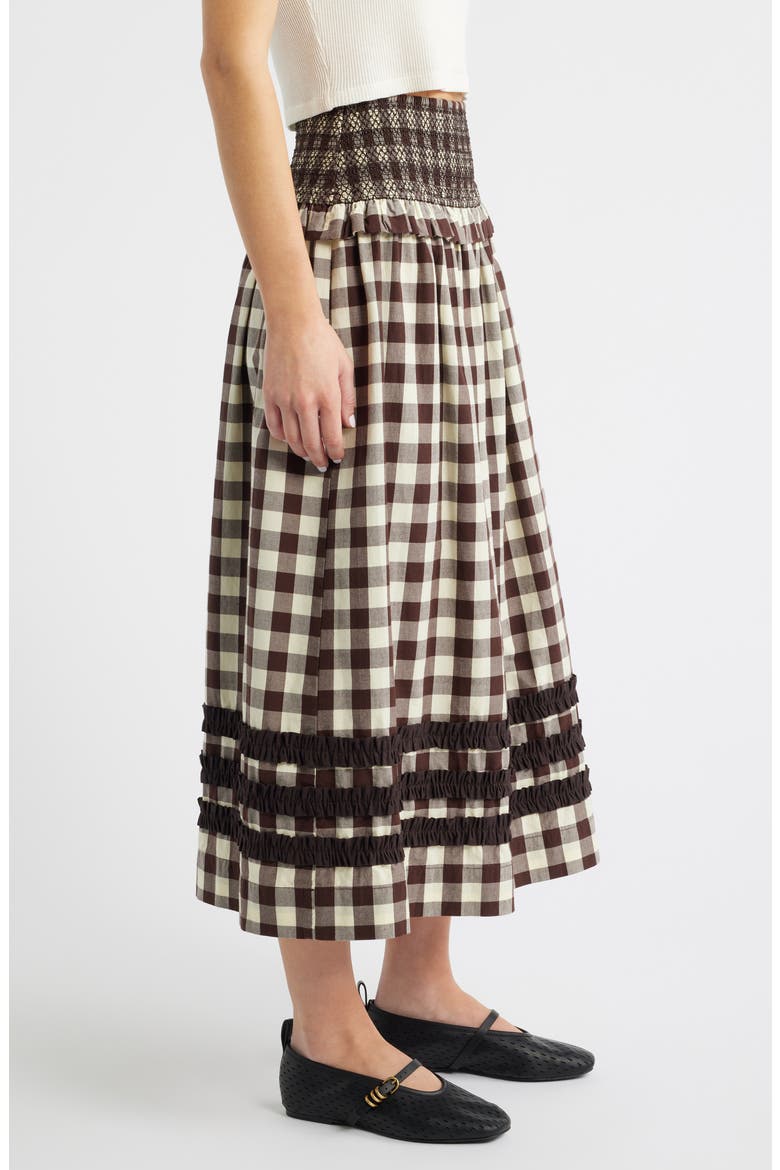 Ava Ruffle Trim Midi Skirt, Alternate, color, BUTTER