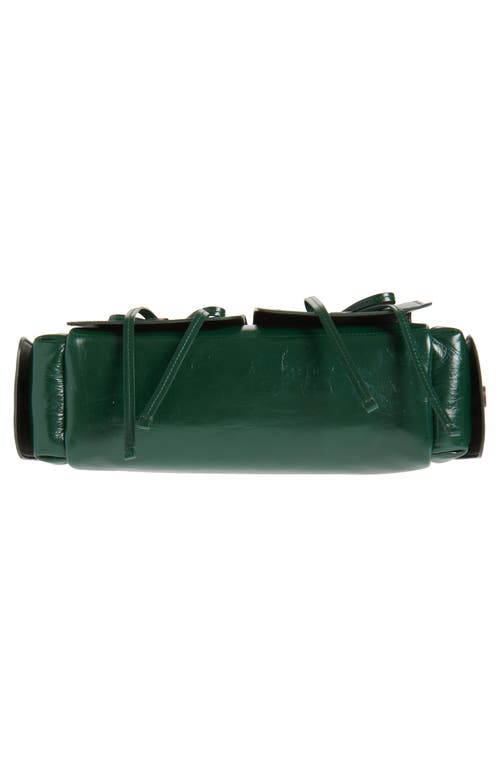 Acne Studios Multipocket Luxe Crinkle Leather Top Handle Bag In Dark Green