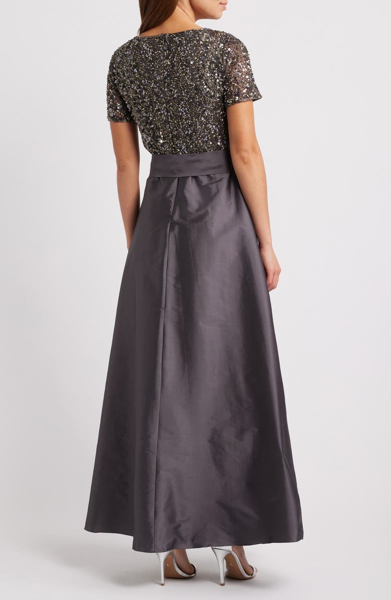 Pisarro Nights Beaded Bodice Mixed Media Gown, Alternate, color, 