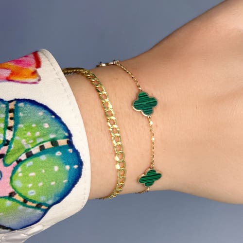The Lovery Fine Jewelry Small Malachite Clover Bracelet In Green