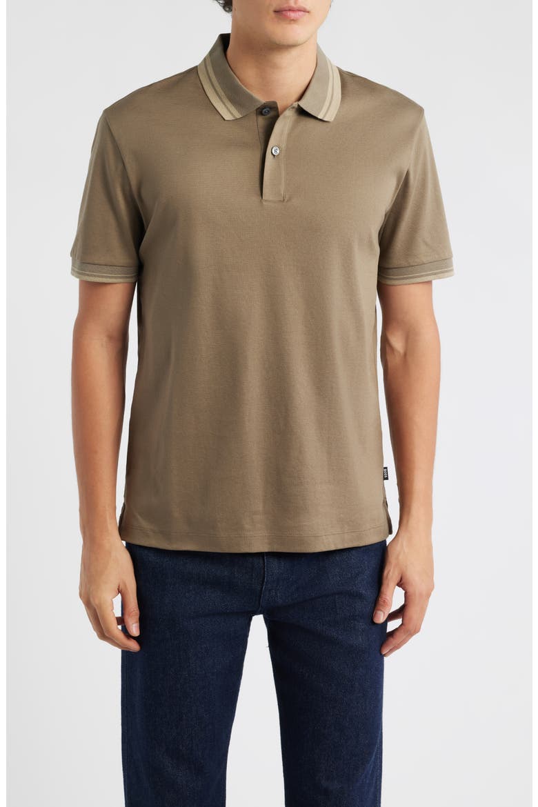 Parlay Tipped Cotton Polo, Main, color, OPEN BROWN