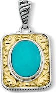 SAMUEL B. 18k Gold & Sterling Silver Oval Persian Turquoise Pendant
