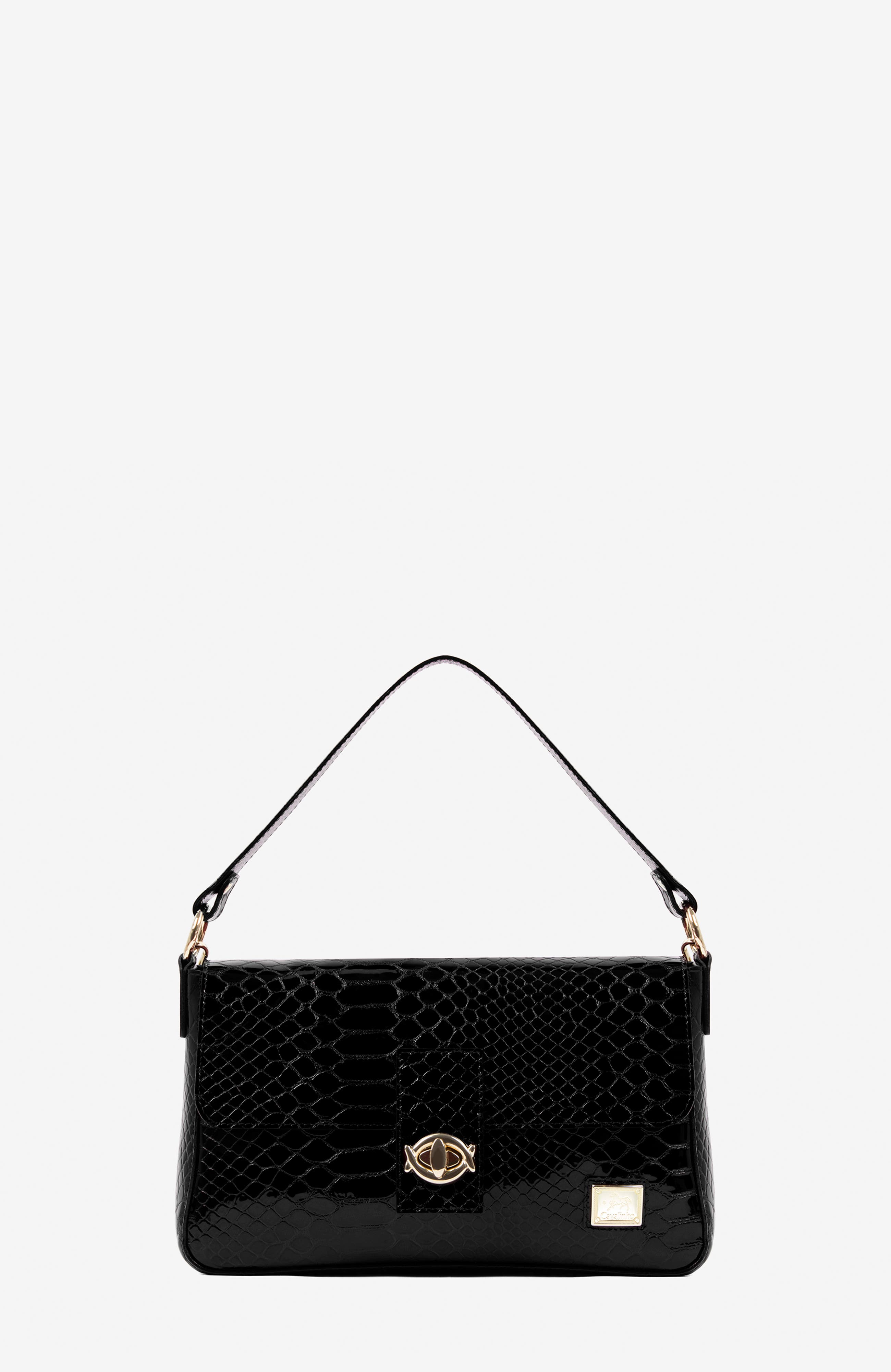 Gallop 515 Patent Leather Handbag, Main, color, Black