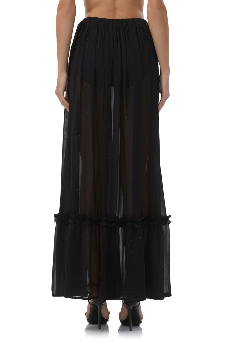 Allegra Rhinestone Chiffon Maxi Skirt, Alternate, color, NOIR