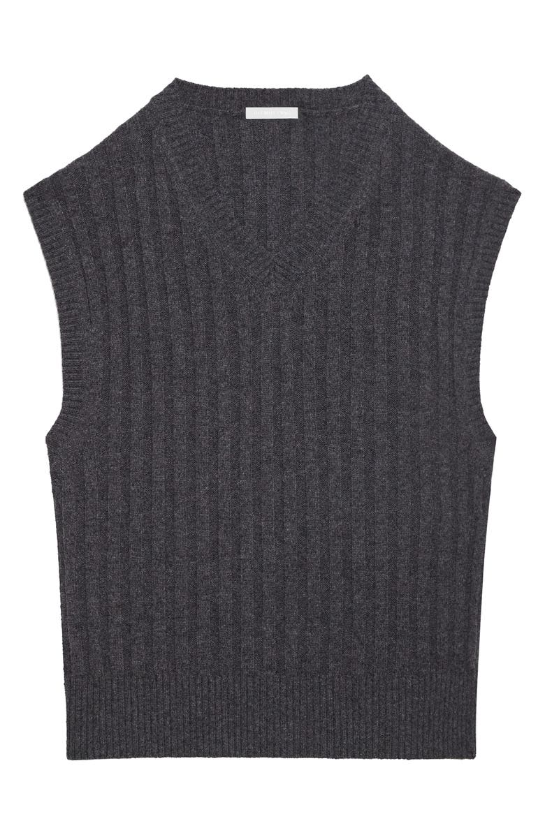 Helmut Lang Zephir Oversize V-Neck Ribbed Wool Blend Sweater Vest, Alternate, color, Charcoal