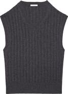 Helmut Lang Zephir Oversize V-Neck Ribbed Wool Blend Sweater Vest