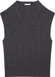 Helmut Lang Zephir Oversize V-Neck Ribbed Wool Blend Sweater Vest