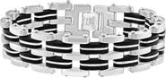 Bliss Diamond Men's Steel Brushed And Black Two Tone 18.5mm Wide Link Flexible 8.5 " Bracelet