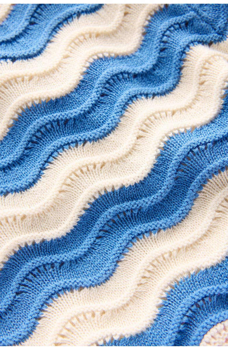 Mini Boden Kids' Stripe Pointelle Stitch Cotton Sweater Shorts, Alternate, color, Blue/ Ivory Stripe