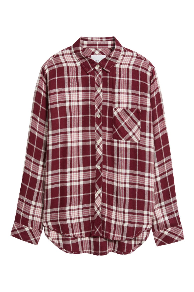 Hunter Plaid Button-Up Shirt, Alternate, color, WINTERBERRY