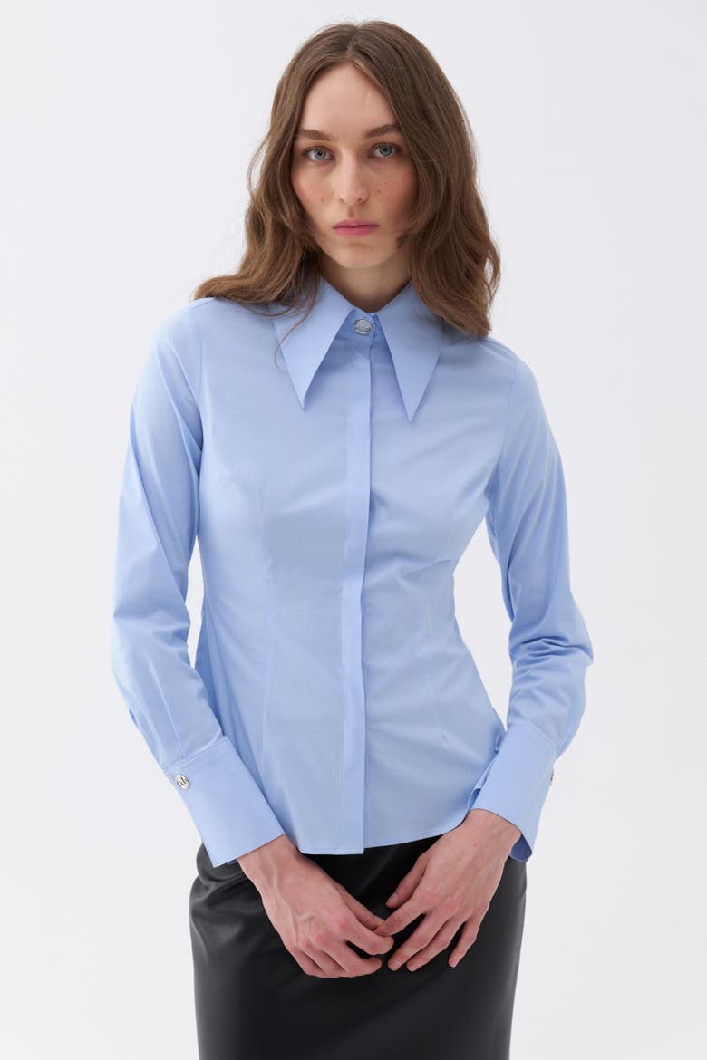 women's fitted button down dress shirts PrettyLittleThing Women's PLT Label Oversized Collar Button Down Fitted Shirt in White