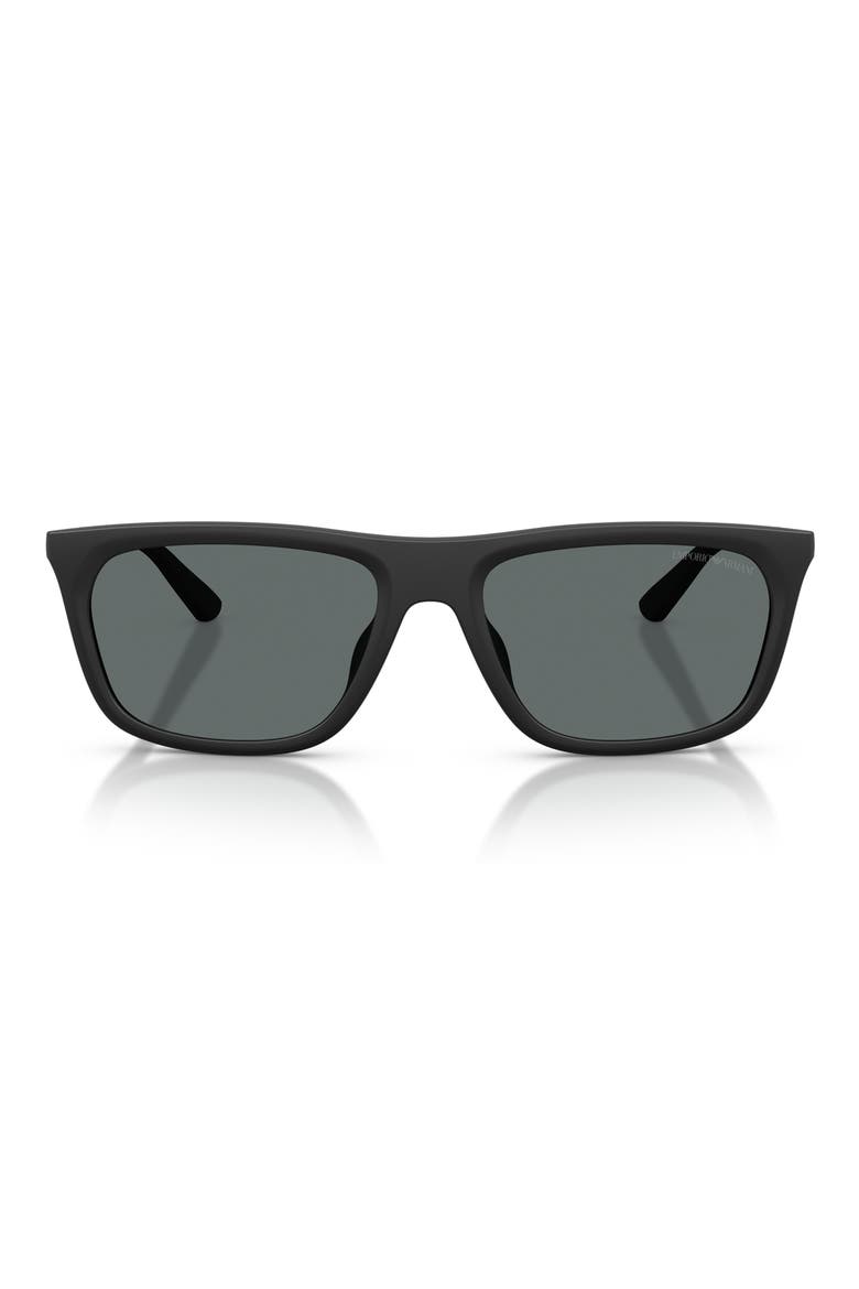 57mm Polarized Pillow Sunglasses, Main, color, MATTE BLACK / DARK GREY POLAR