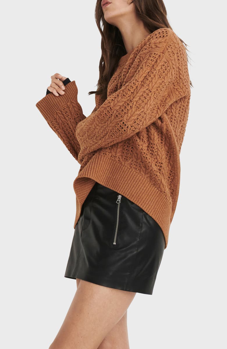 rag & bone Divya Cable Stitch Wool Sweater, Alternate, color, Camel