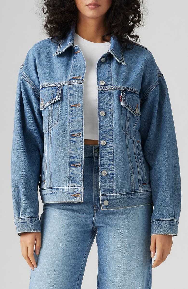 Levi's<sup>®</sup> '90s Stitch Detail Denim Trucker Jacket, Main, color, Switch Stitch Trucker