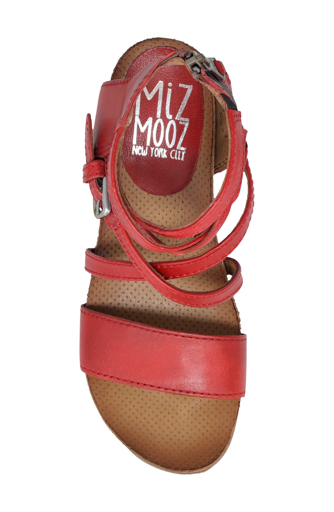 Miz Mooz Shay Strappy Wedge Sandal, Alternate, color, Scarlet Leather