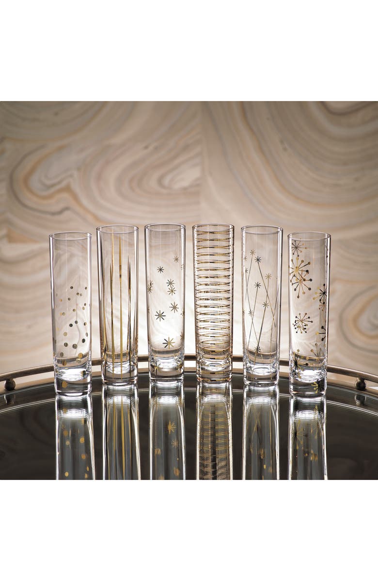 Zodax Centuri Set of 6 Golden Decal Champagne Flutes, Alternate, color, Gold