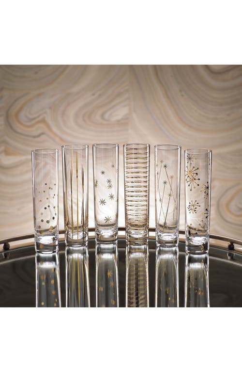 Zodax Centuri Set Of 6 Golden Decal Champagne Flutes In Gold