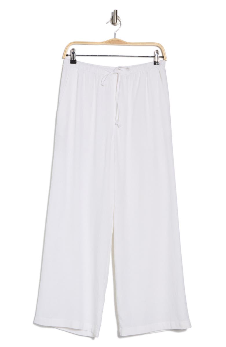 Caslon<sup>®</sup> Pull-On Crop Wide Leg Linen Blend Pants, Alternate, color, White