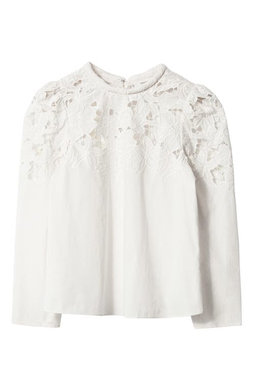 & Other Stories Embroidered Puff-sleeve Blouse In White Dusty Light