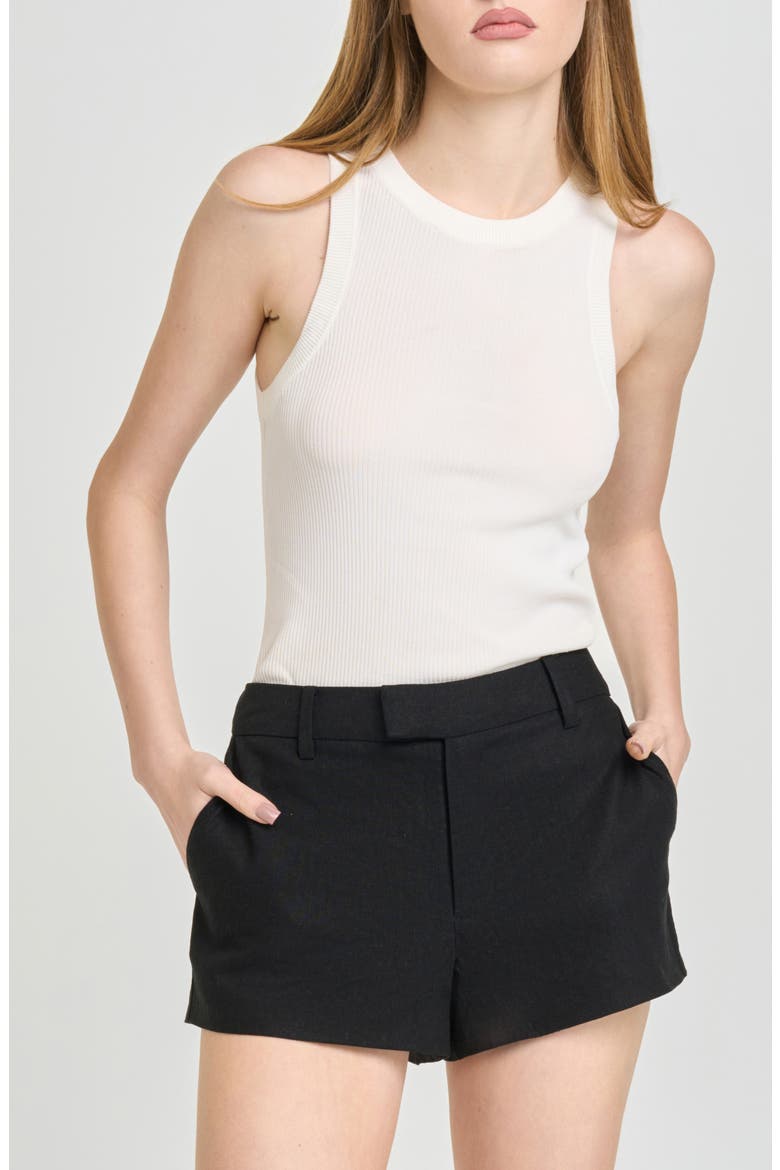 Paloma Linen Blend Shorts, Alternate, color, BLACK