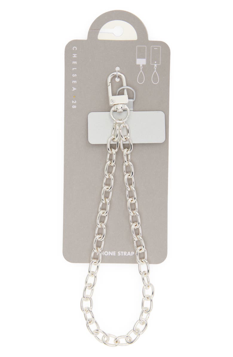 Chelsea28 Oval Chain Link Phone Wrist Strap, Alternate, color, Silver