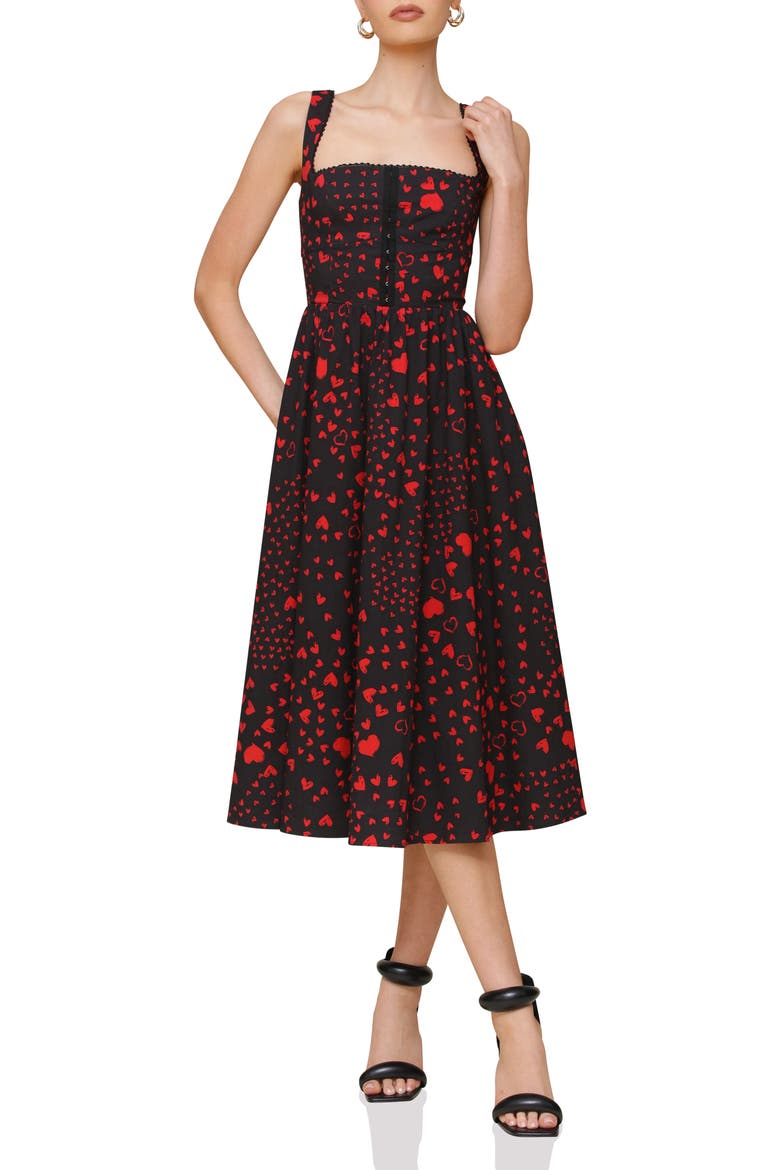 Swilrl Diffuser Avec Les Filles Heart Corset Midi Sundress (Women) | Nordstromrack