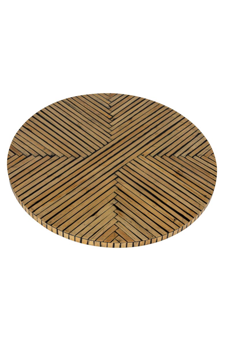 Storied Home Geometric Striped Wooden Lazy Susan, Natural and Black, Main, color, Black