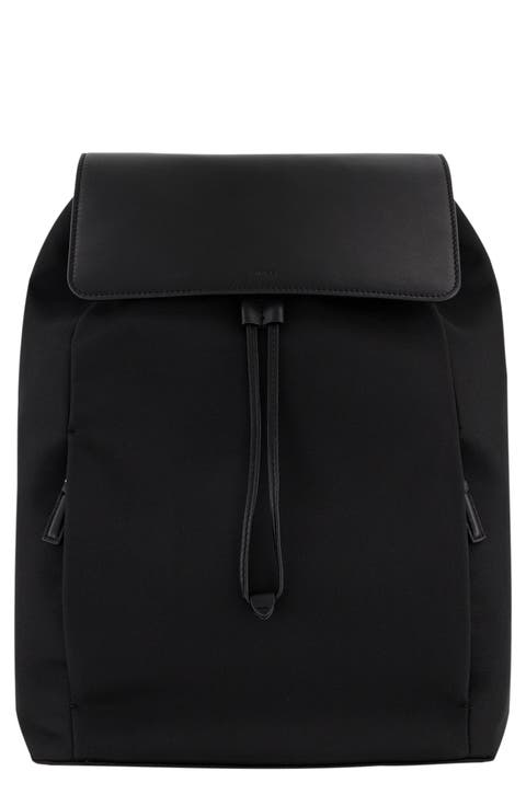 Drayton Leather 
Nylon Flap Backpack