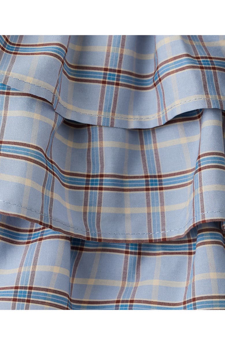 MANGO Ruffled Check Shorts, Alternate, color, Blue