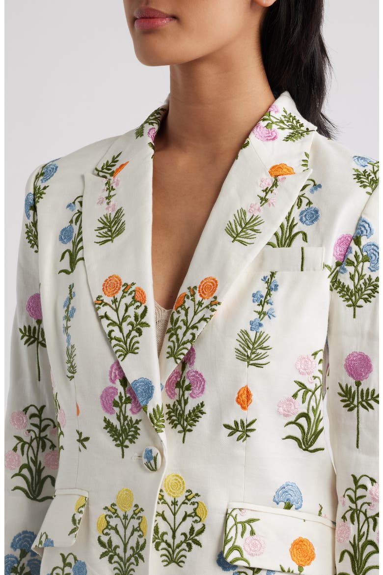 The Amelia Floral Embroidery Linen Blend Blazer, Alternate, color, MULTI FLORAL