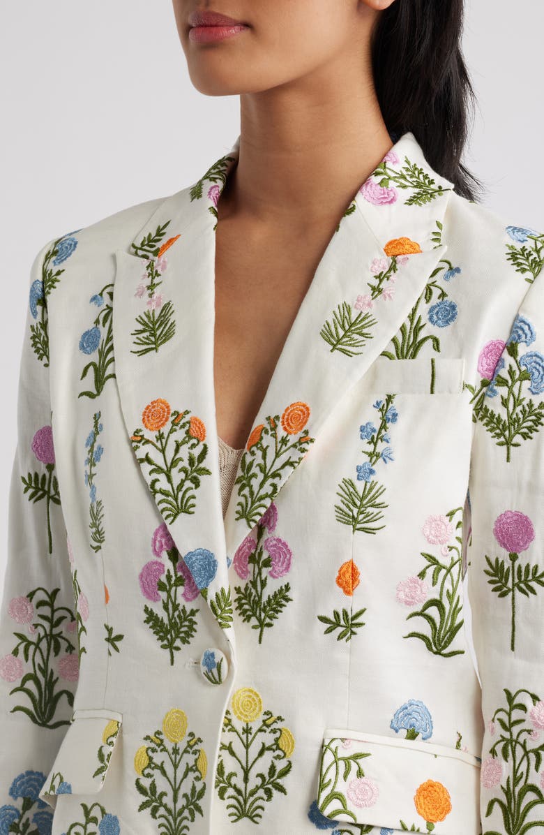 Elie Tahari The Amelia Floral Embroidery Linen Blend Blazer, Alternate, color, Multi Floral