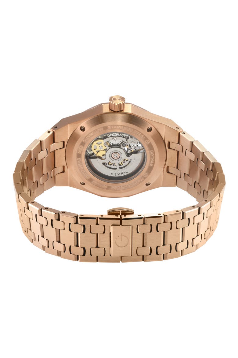 Gotham Automatic Bracelet Watch, 41mm, Alternate, color, ROSE GOLD