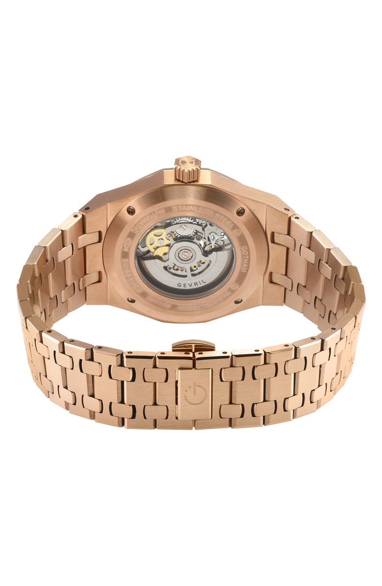 GEVRIL Gotham Automatic Bracelet Watch, 41mm, Alternate, color, Rose Gold