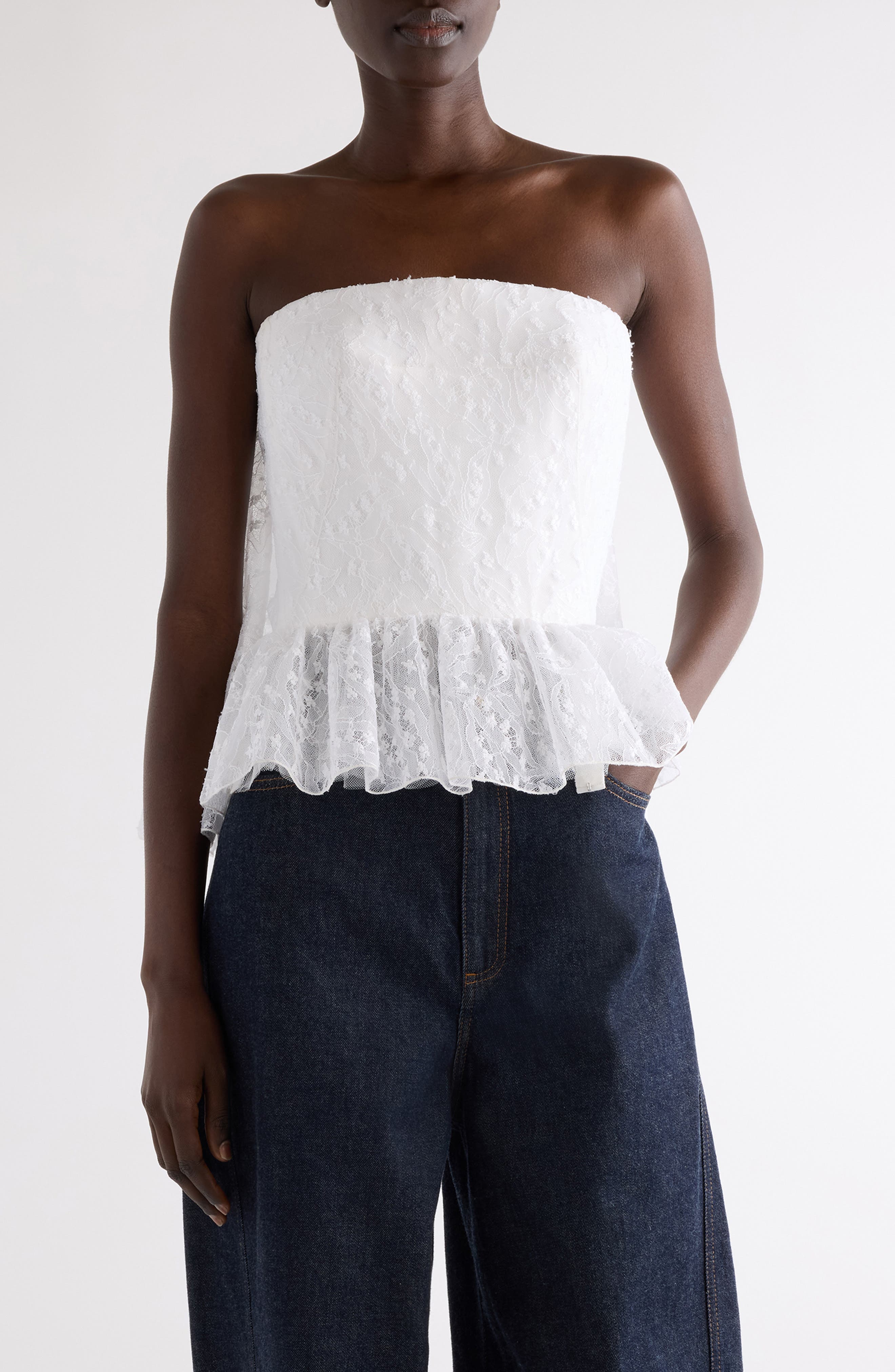 Cape Back Lace Bustier Top