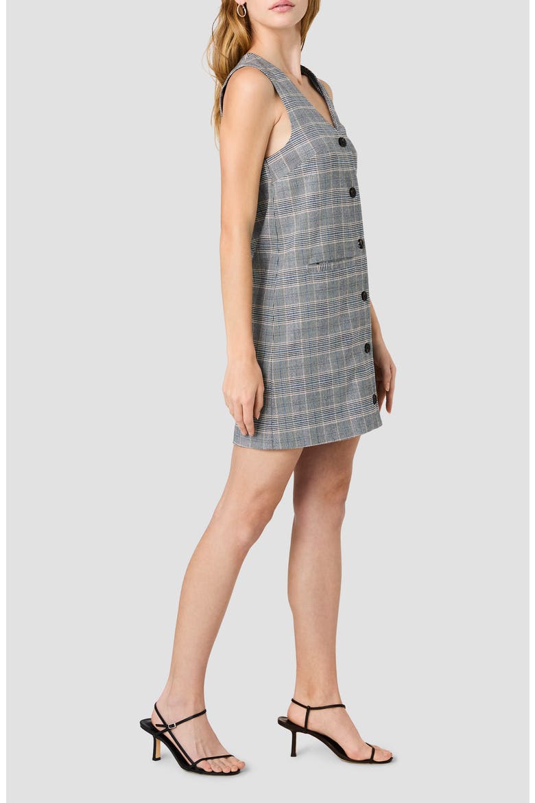 Matteo Plaid A-Line Minidress, Alternate, color, BLACK-OXFORD BLACK MULTI
