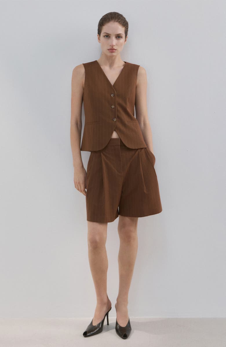 MANGO Pinstripe Vest, Alternate, color, Caramel