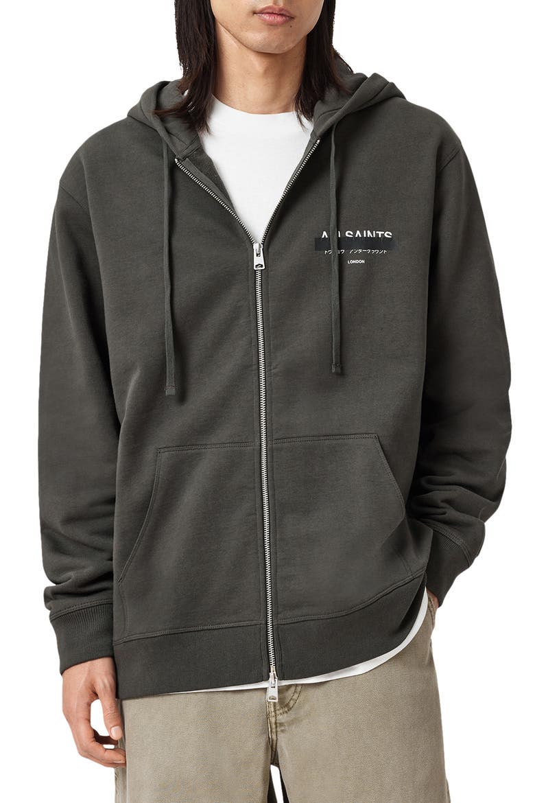 Redact Zip Hoodie, Main, color, WASHED BLACK