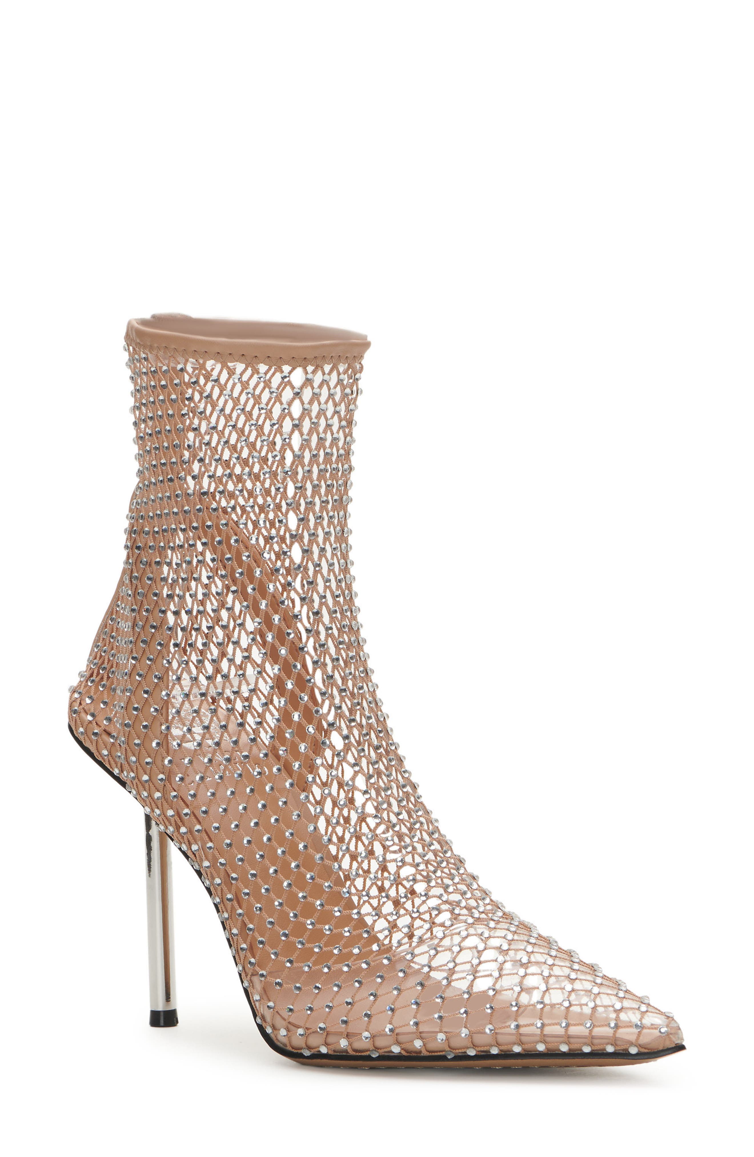 Kiskia Fishnet Pointy Toe Bootie, Main, color, BEIGE