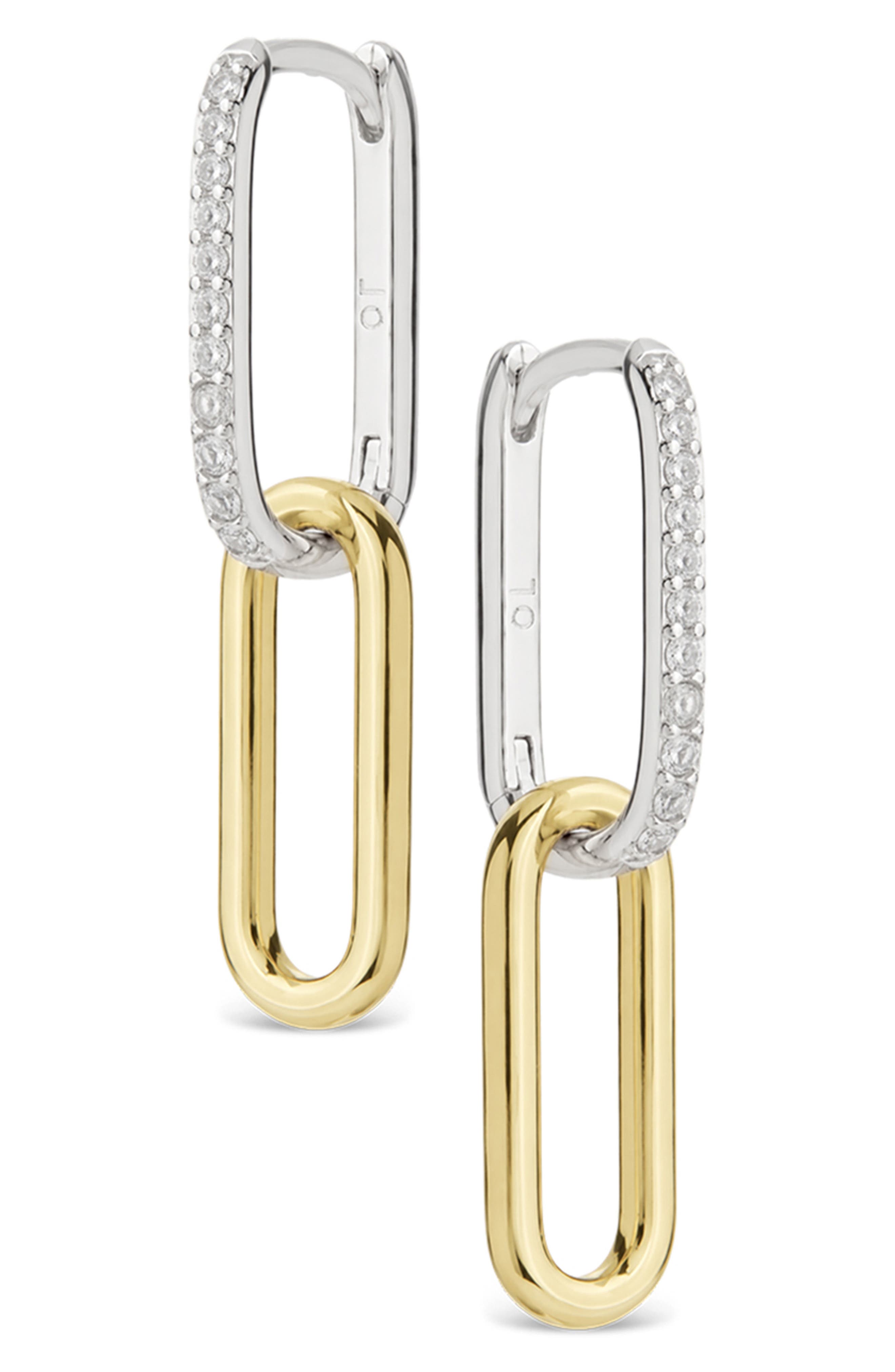 Cubic Zirconia Dual Tone Double Hoop Earrings