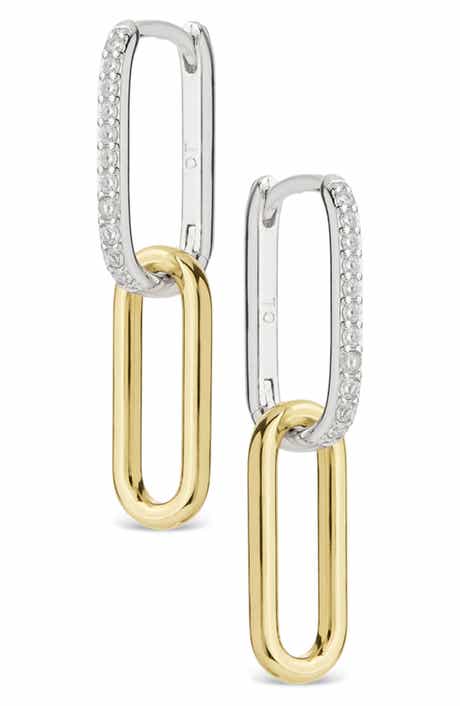 Cubic Zirconia Dual Tone Double Hoop Earrings