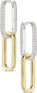 Sterling Forever Cubic Zirconia Dual Tone Double Hoop Earrings