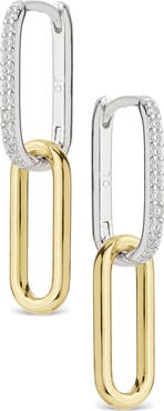 Sterling Forever Cubic Zirconia Dual Tone Double Hoop Earrings