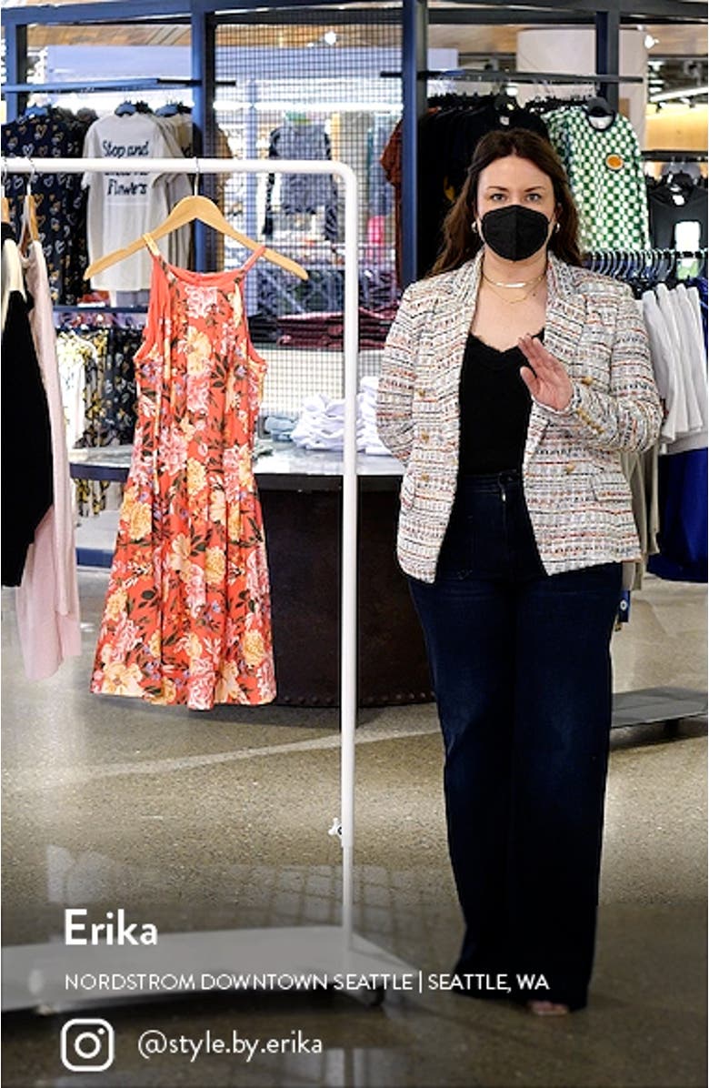 Floral Halter Neck Fit & Flare Scuba Dress, sales video thumbnail