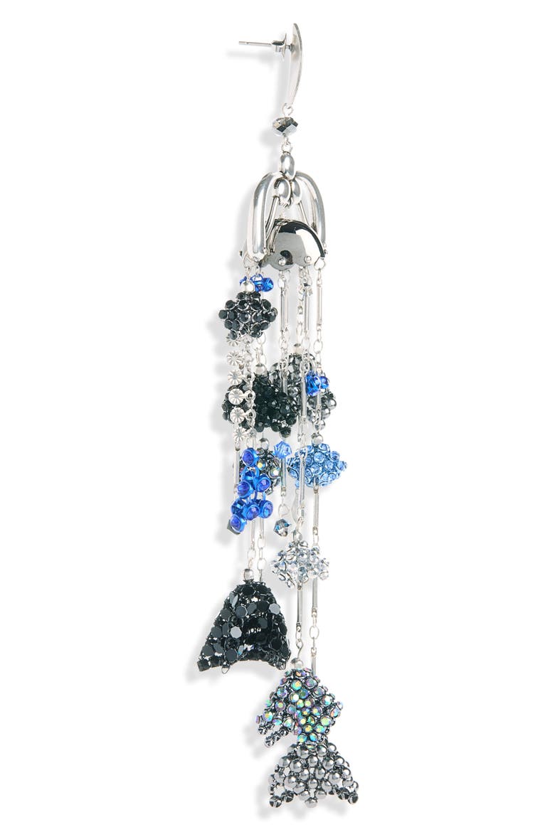Single Shoulder Duster Earring, Alternate, color, BLUE/ SILVER