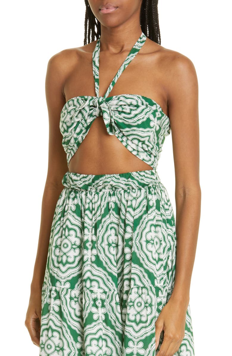 lemlem Medallion Cutout Cover-Up Halter Dress, Alternate, color, 