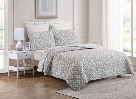 Medallion Jacquard Cotton Cover Quilt Set  - Reversible and Machine Washable
