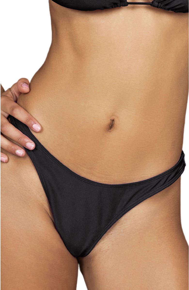 LECHERY<sup>®</sup> Lustrous High-cut Thong Bikini Bottom, Main, color, 