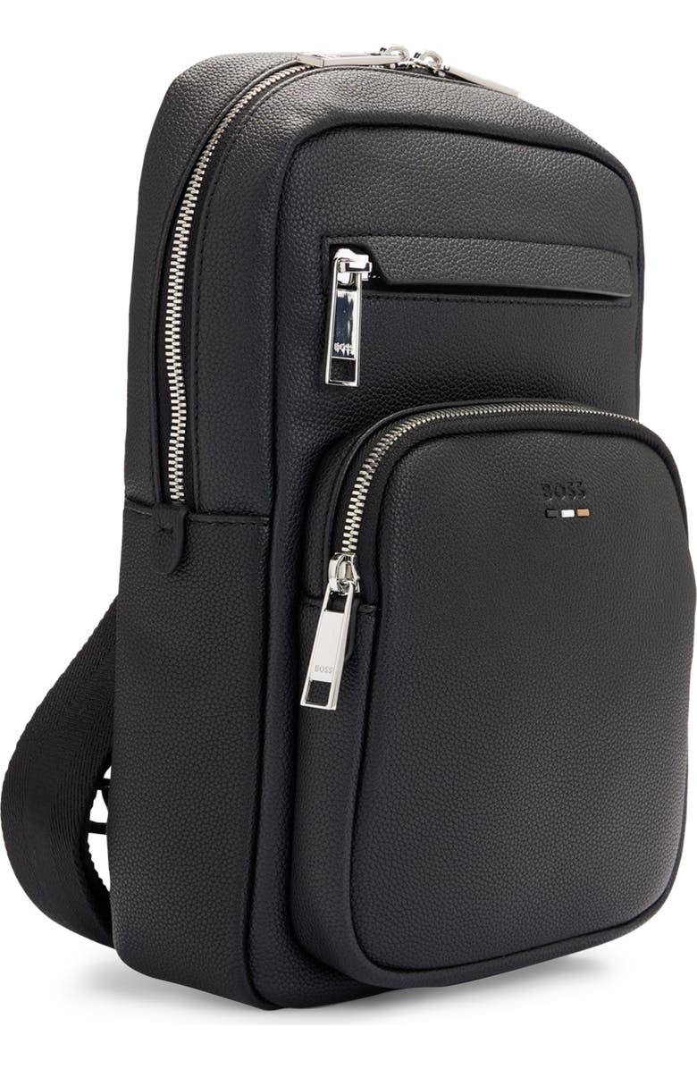 HUGO Ray Faux Leather Sling Bag, Alternate, color, Black