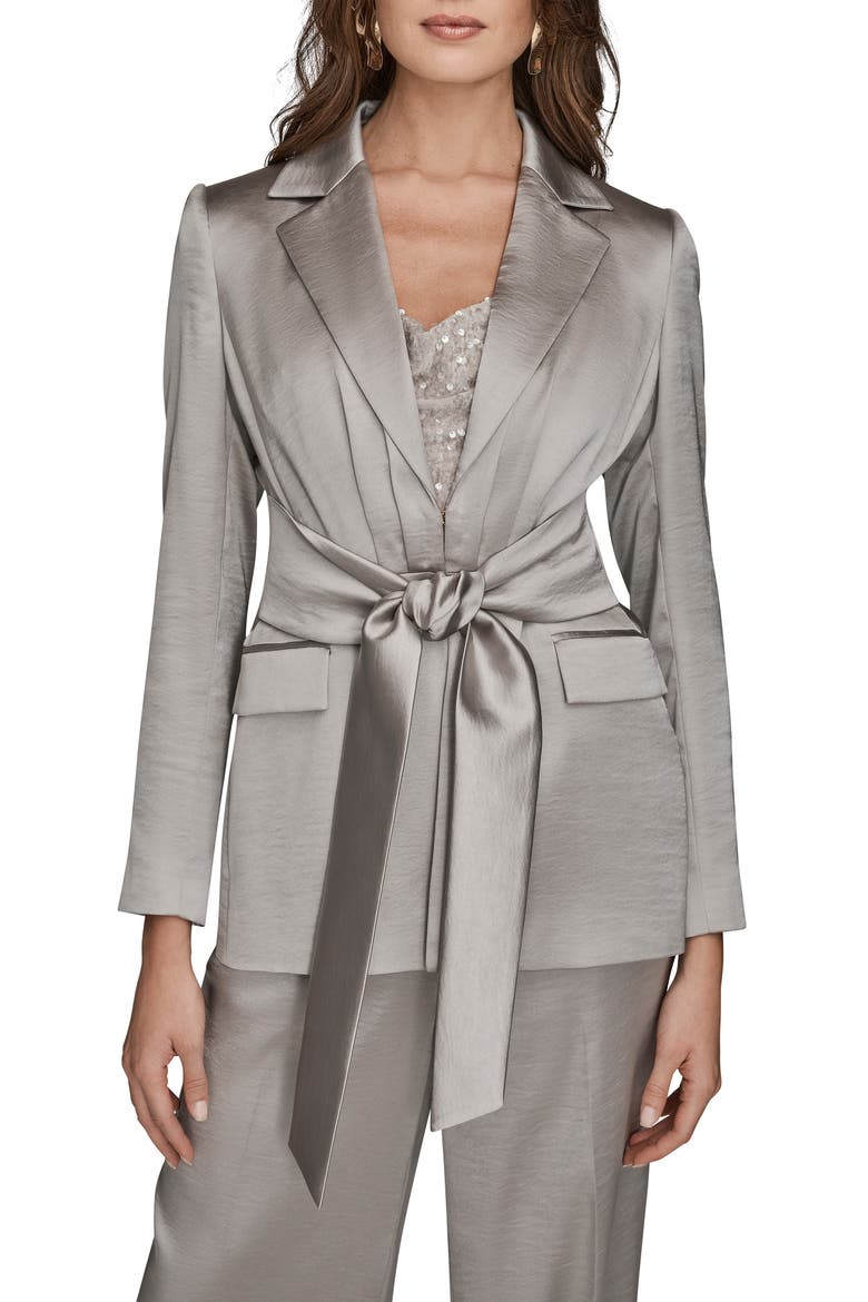 Metallic Tie Front Blazer, Main, color, VAPOR
